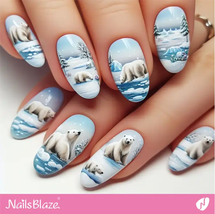 Polar Bear Matte Nail Design | Polar Wonders Nails - NB3156